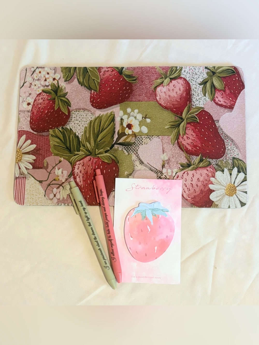 Strawberry Desktop Mousepad & Stationary Set - nwot